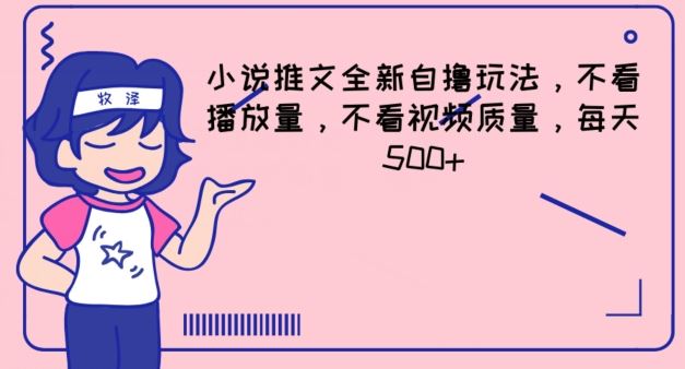 小说推文全新自撸玩法，不看播放量，不看视频质量，每天500+【揭秘】-万有网创-个人学习心得