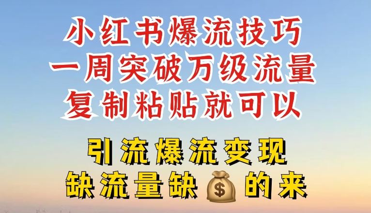 小红书爆流技巧，一周突破万级流量，复制粘贴就可以，引流爆流变现【揭秘】-万有网创-个人学习心得
